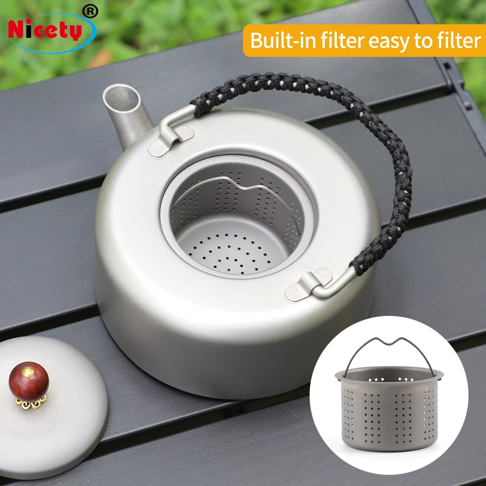 Camping Outsdoor Ultralight Popular Titanium Water Kettle with Filter for Hiking