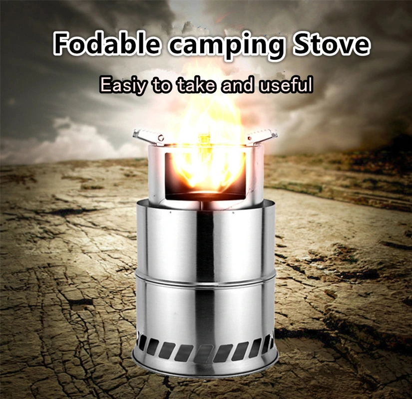 Outdoor Wood Stove Multi-Purpose Fuel Portable Picnic Stove Stainless Steel Split Charcoal Alcohol Stove