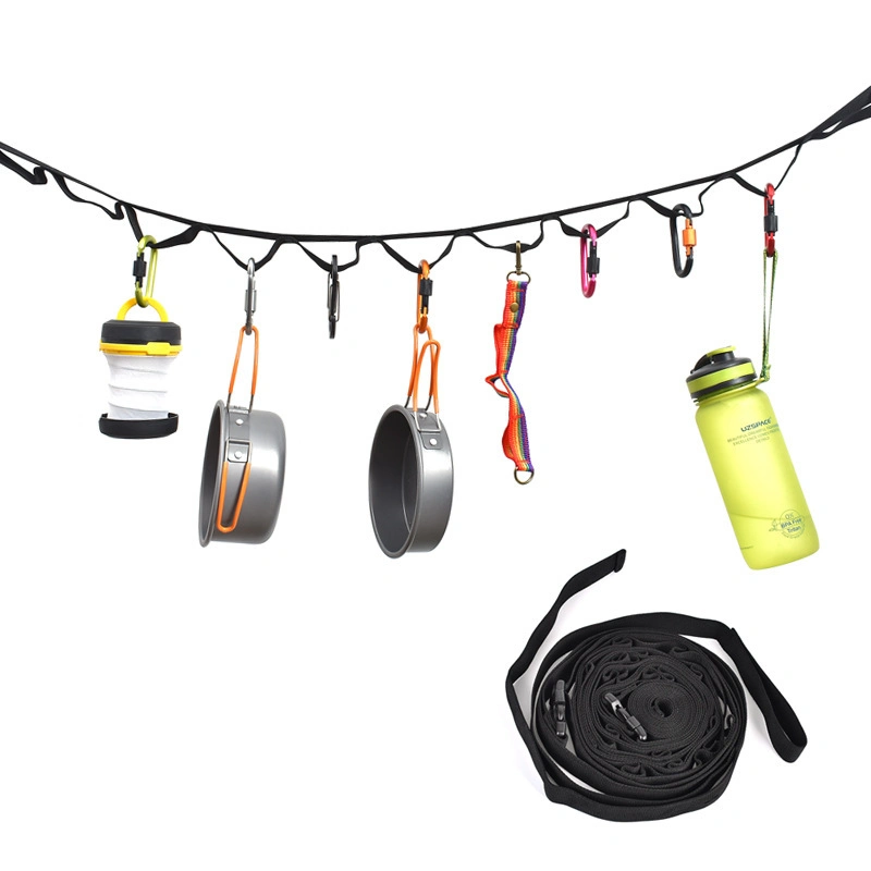 Outdoor Portable Tent Storage Lanyard 19 Loops Camping Gear Strap Hanging Drying Line Bl21291