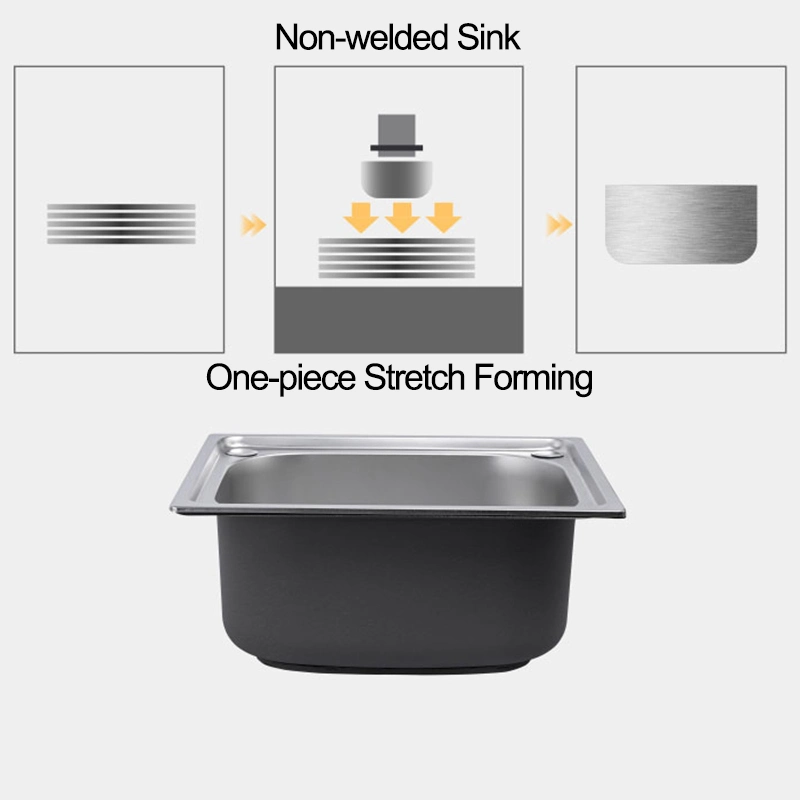 Aquacubic Factory Price Deep Drawn Press Undermount 201 Stainless Steel Single Bowl Sector Kitchen Sink